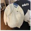 Men's Fake Two Piece Knit Sweater Crew Neck Casual Embroidered Pullover