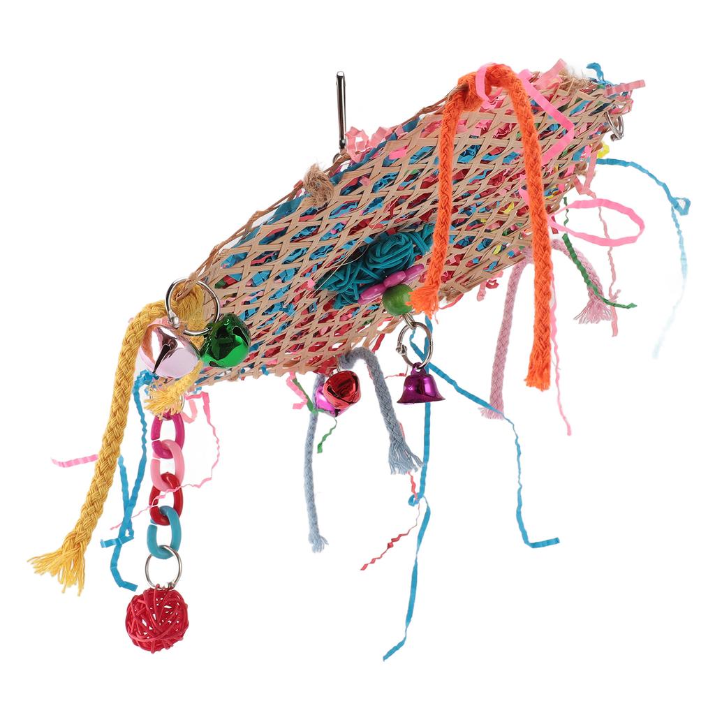 Parrot Chew Toy Bamboo Cage Hanging Toys Bird Shredding Foraging Toys for Finches Lovebirds Conures