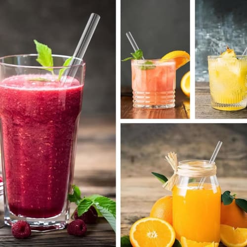 LUYING Reusable Glass Straws, Safe, Non-Toxic, Sustainable, Reusable for Water, Drinks, Coffee, and Juice, with Reusable Brush, Eco-Friendly for Home