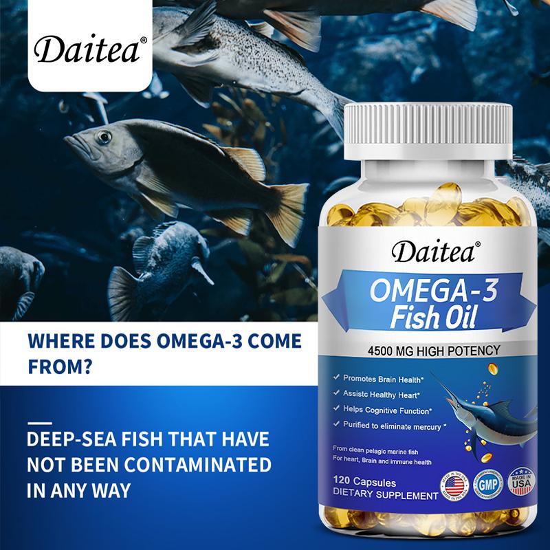 High Potency Omega 3 Fish Oil Softgels 4500mg EPA DHA Capsules 120 Count