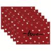 4/6pcs Set Valentine'S Day Red Background with White Hearts And Love Pattern Placemats Suitable for Home Kitchen, Dining Room, Party