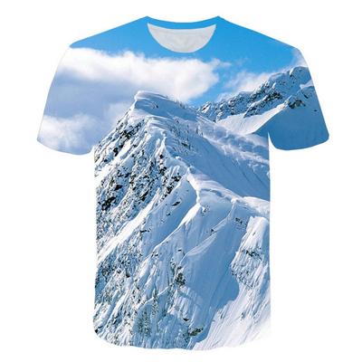 Camisetas Gráficas Para Homens Moda Estampa de Paisagem Natural Camiseta Bonita Casual Camiseta Estampada em 3D Verão Montanhas e Rios