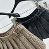 2025 Autumn/Winter Two-Tone Plaid Tweed Pleated Skirt - Low Waist, Slimming Retro College Style