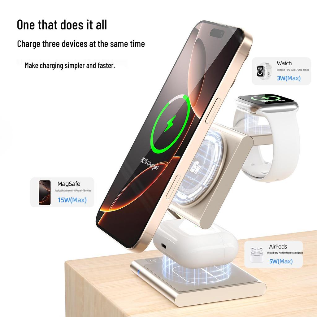 Magnetic 3-in-1 Wireless Charger for Apple Phones - Qi2 Fast Charging Bestseller