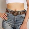 Retro Leopard Print Waist Belt for Lady Girls Fashion PU Leather Waist Band Vintage Waist Ornament Decorative Girdle