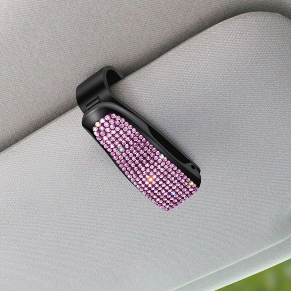 Crystal Sunglasses Clip Portable Sun Visor Mount Car Decoration Car Sunshade Glasses Case  Women