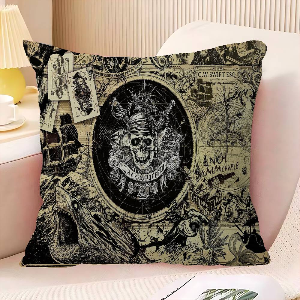 Pirate Ship Rune Skull Pillow Anime Pillow Sofa Bed Head Pillow Cover Cushion Cover 45x45 cm Fashion
