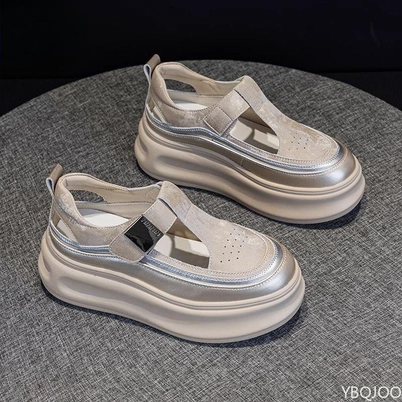 Mode Mesh ausgehöhlt lässige weiße Schuhe Sommer atmungsaktiv dicke Sohle höhenerhöhend vielseitig modisch schlichte Damenschuhe