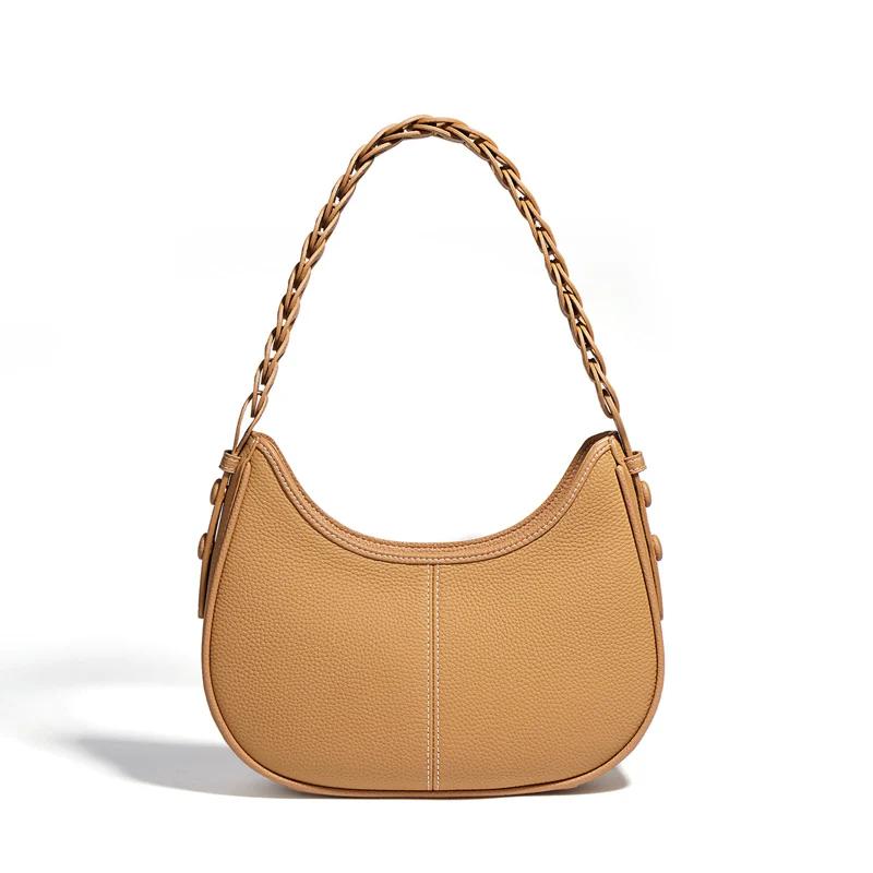 Half Moon Women's leather underarm bags solid color underarm bag for ladies casual shoulder bag