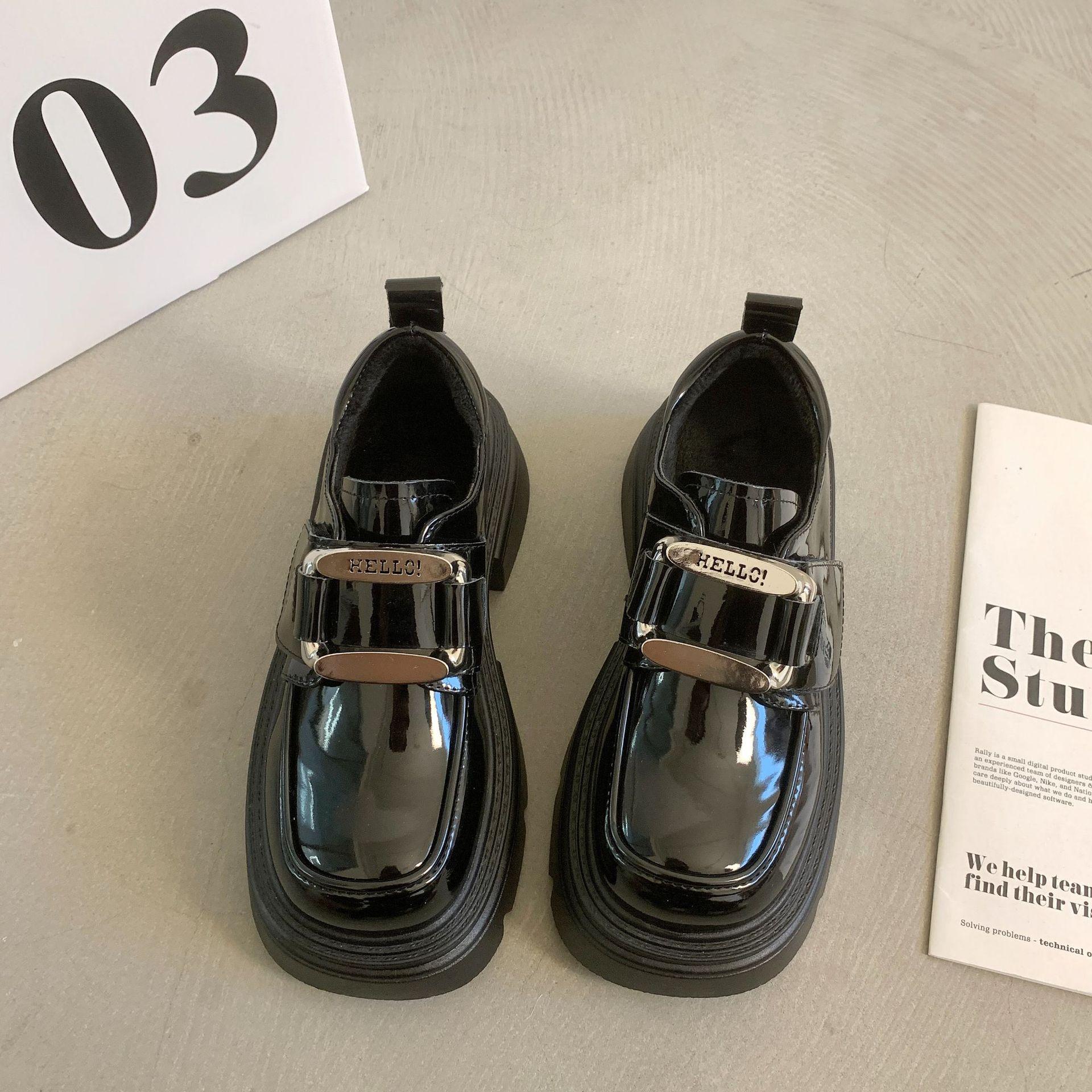 

Повседневные туфли Мэри Джейн на толстом каблуке и платформе в британском стиле, женские кожаные туфли 2025 года, новые весенне-осенние легкие туфли с юбкой 40