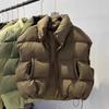 Women Down Vest Stand Collar Sleeveless Zipper Closure Winter Waistcoat with Pockets Solid Color Casual Loose Fit Short Jacket