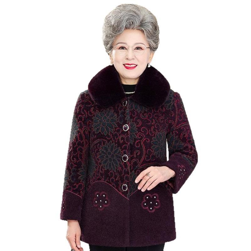 Middle aged autumn and winter old lady clothes mink velvet coat grandma winter clothes velvet thickened coat mother clothes women