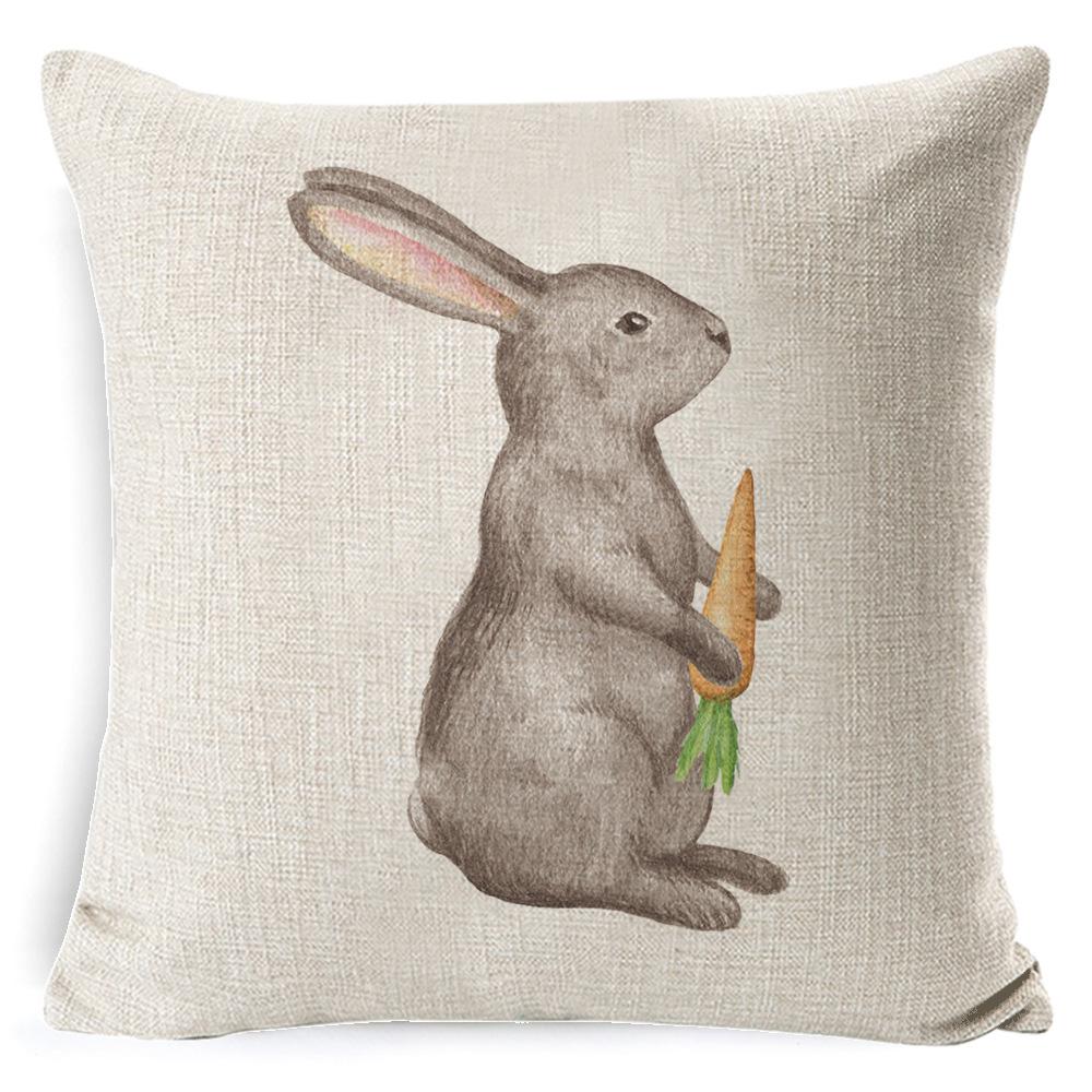 New Digital Printing Easter Theme Pillow Cover Cushion Cover Cute Bunny Truck Animal Pillow Cover