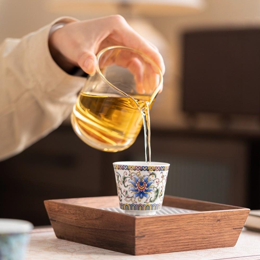 6pcs/set Flower Tea Cup Chinese Style Enamel Cup Kung Fu Tea Set Ceramic Cup  Afternoon Tea