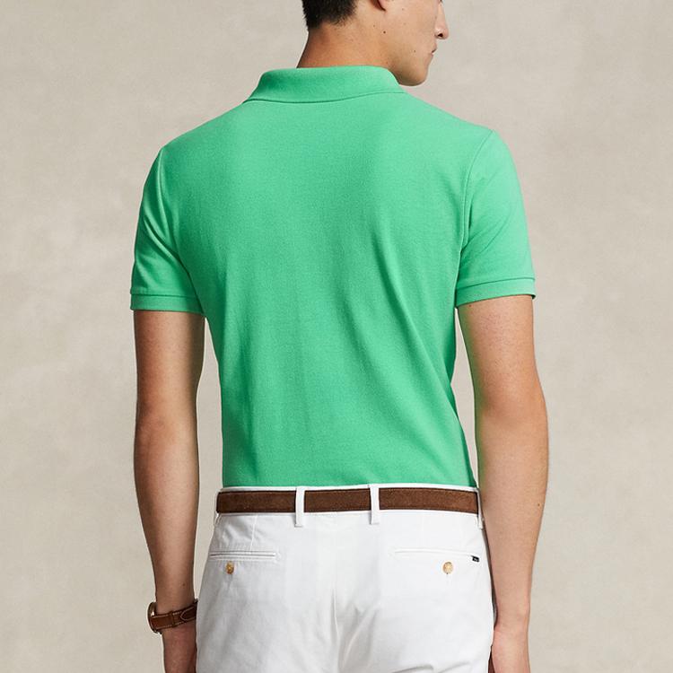 Polo Ralph Lauren Solid Color Logo Embroidered Casual Slim Fit Short Sleeve Polo Shirt Men Tops Green 710534735-363