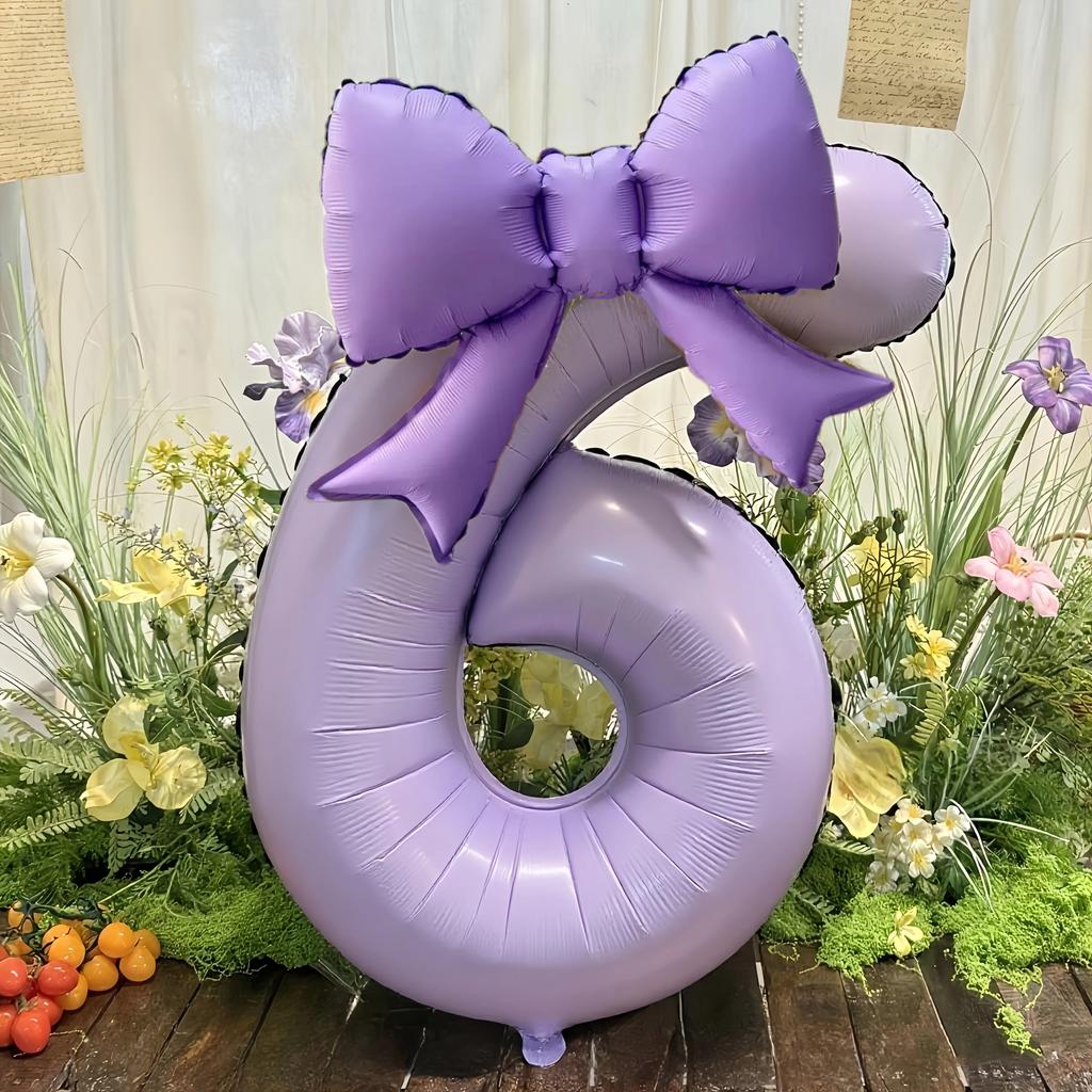 Bow 40inch Cream Purple Number 0-9 Balloon Children Adult Birthday Decoration Festive Party Supplies Anniversary Balloon