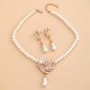 Pearl Necklace Earrings Set For Girls All  Novel Alloy Gold And Silver Two-Piece Set