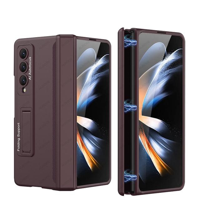 Magnet Hinge Stand Case For Samsung Galaxy Z Fold 4 3 5g Fold4 Fold3 Case Magnetic Adsorption Holder Matte Hard Pc Phone Cover