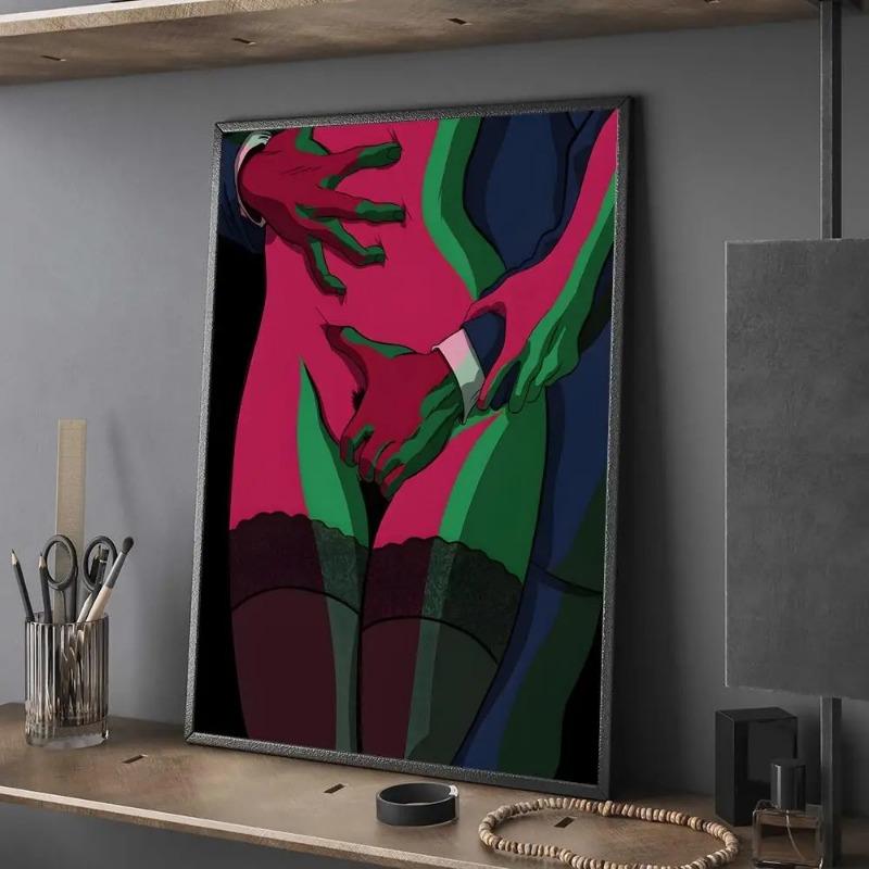 Pintura de Lienzo Abstracta Sexy Mujer Desnuda Hombres Póster Pintura Decorativa de Pared para Sala de Estar Bar Gaming