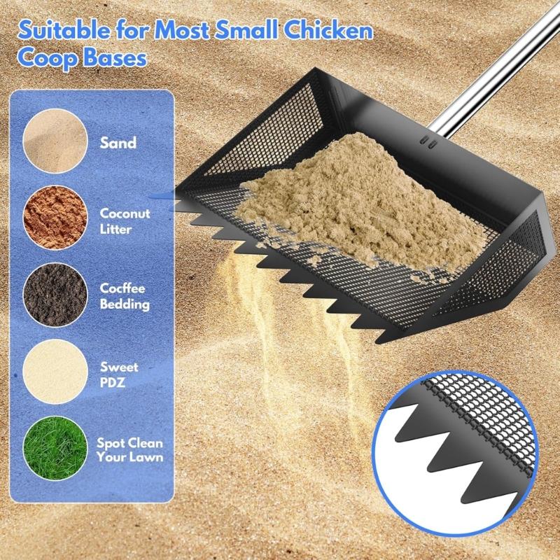 Purpose Metal Manures Scooper Tool For Chicken Coops Grimalkin Litter Sand With Extendable Stainless Handle