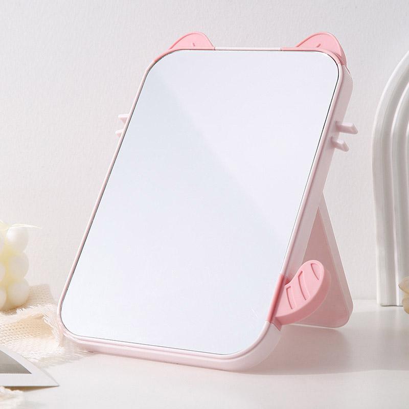 Small Folding Makeup Mirror Portable Handheld Makeup Mirror Student Dormitory Desktop Compact Mirror Dressing Tool