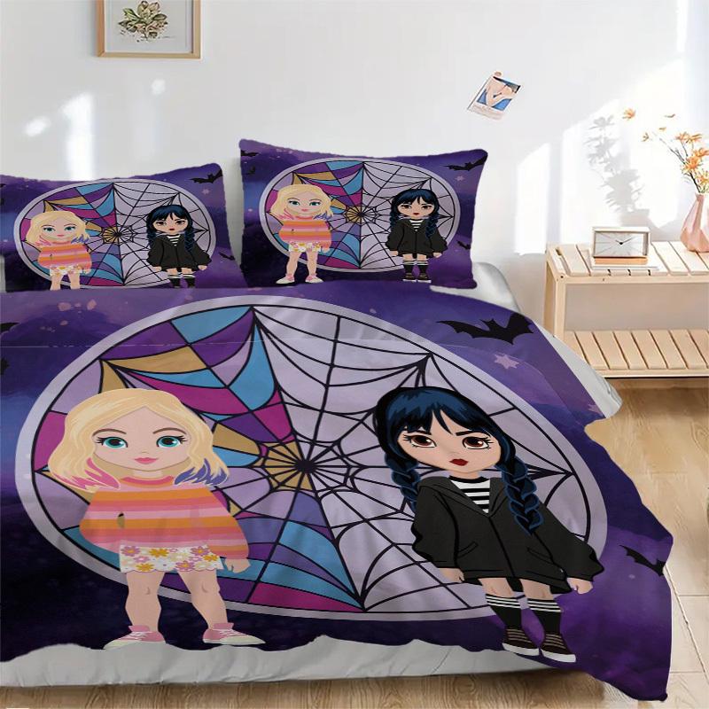 

Halloween Friendship Bedding Set Comforter Cover Gift for Bedroom,Includes 1 Cover and 2 Pillowcases, No InsertB330 135x200cm