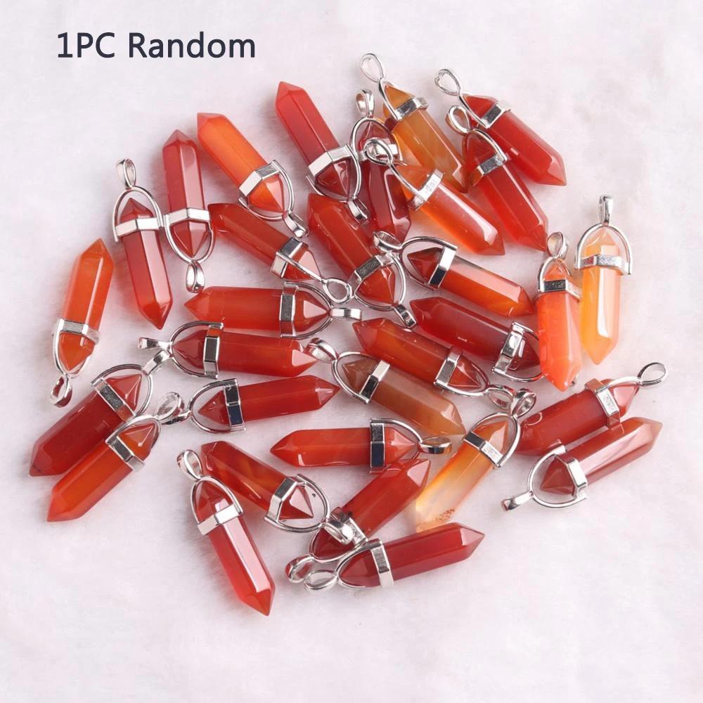 Kornelien Kristall Anhänger Naturstein Rote Achate Säulen Halskettenanhänger Heilung Kugel Pendel Dekor Handwerk Schmuckherstellung