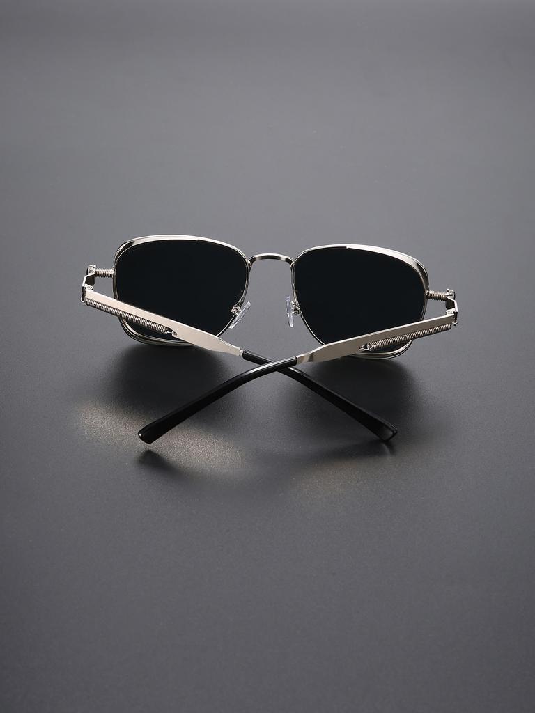 1pc Vintage Steampunk Square  Metal Frame Sunglasses with Full-Rim  Decorative Eyewear for Women Men Business Driving Glasses