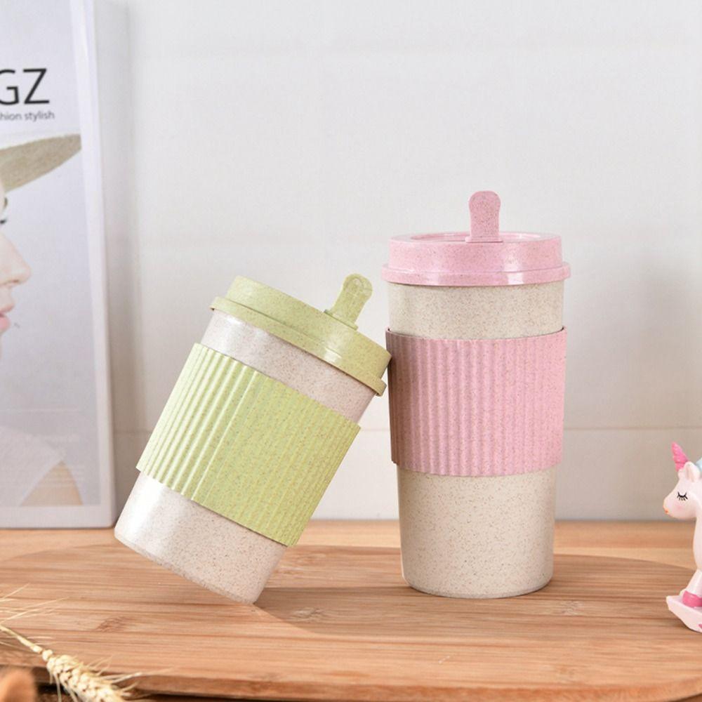 Picknick Outdoor mit Deckel Kreativer Tragbarer Weizenstroh Teebecher Trinkgeschirr Tumbler Tasse Kaffeetasse