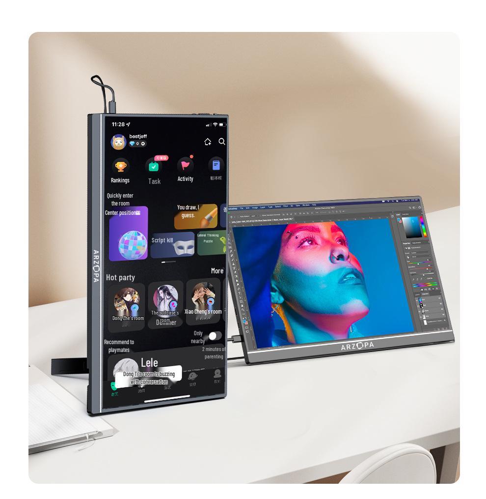 ARZOPA 15,6" Przenośny Monitor do Laptopa, Telefonu Komórkowego, Switcha i PS4/5