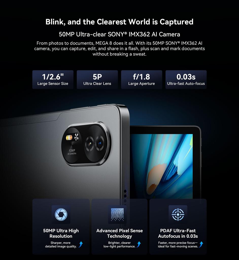 Blackview MEGA 8 Android 15 4G Tablet 13-inch 24GB/36GB RAM  256/512GB ROM Widevine L1