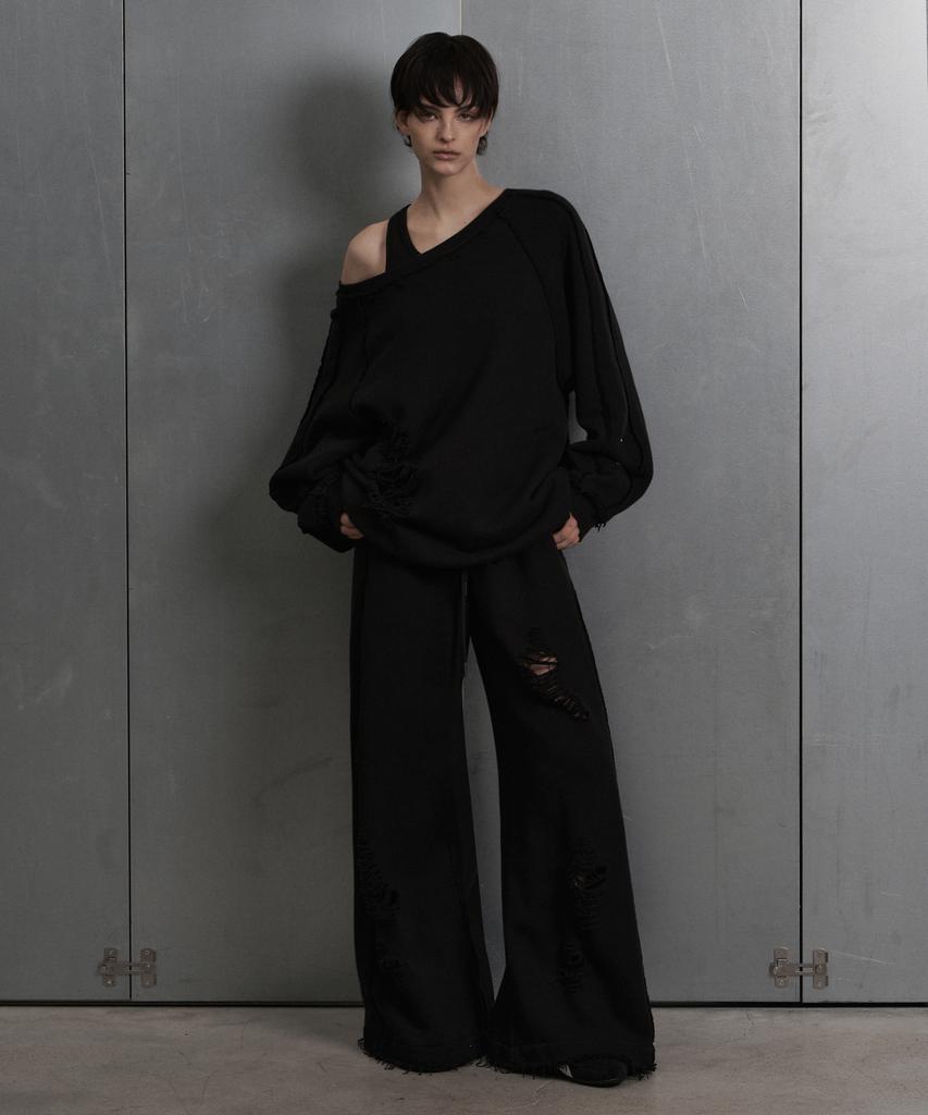 ZNUZ Scratch Damage Wide Pants - Black