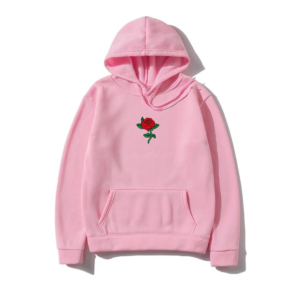 Mikina s kapucí Harajuku Unisex Móda Streetwear Květ růže Potisk Mikiny Topy Pulovry Unisexy Mikina s kapucí Oblečení s kapucí