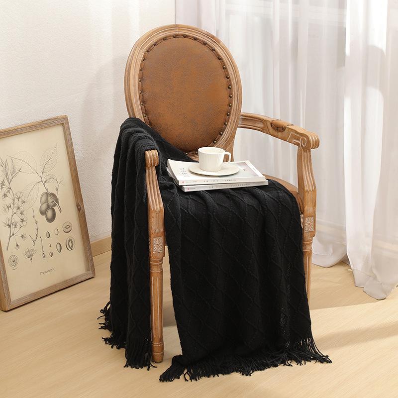 Tassel Summer Thin Throw Blanket Knitted Sofa Cover Blanket Office Air Conditioning Window Blanket Cozy Small Napping Throw Blanket For Home