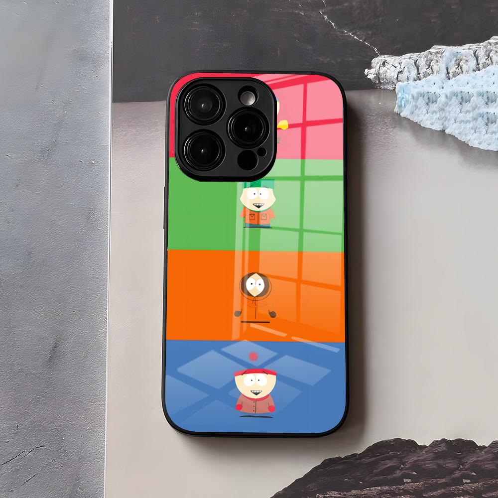 S-South Cute P-Park Phone Case For IPhone 17 Air 16 E Pro Max 15 14 13 Mini 12 Pro 11 Max Plus Black Glass Cover