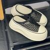 Summer new baotou mesh rhinestone slippers women's shell head outer wear thick bottom heightening muffin half slippers