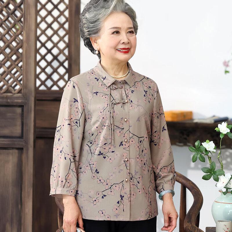 Damen Mittleres Alter Sommer Dünnes Revershemd Set