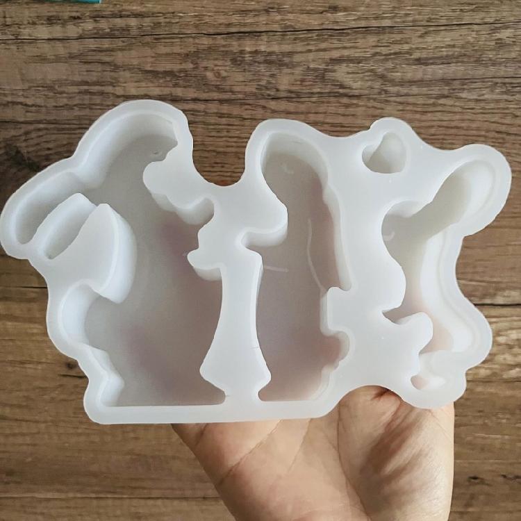 Rabbits Family Silicone Candle Molds for Handmade Candle Soap 3D Rabbits Silicone Molds for Fondant Chocolate Desserts