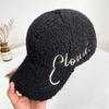 Embroidery letters lamb wool baseball cap children autumn and winter wide brim show face small warm versatile cap men