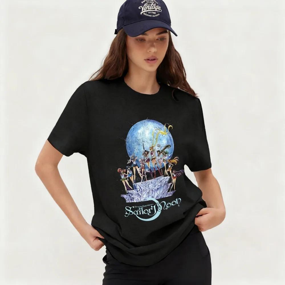 

Summer and Spring Girl s Short Sleeves Sailor Moon Women s and Men s T-shirt Usagi Tsukino Anime Tee Y2k Parent-child Outfits XXXL