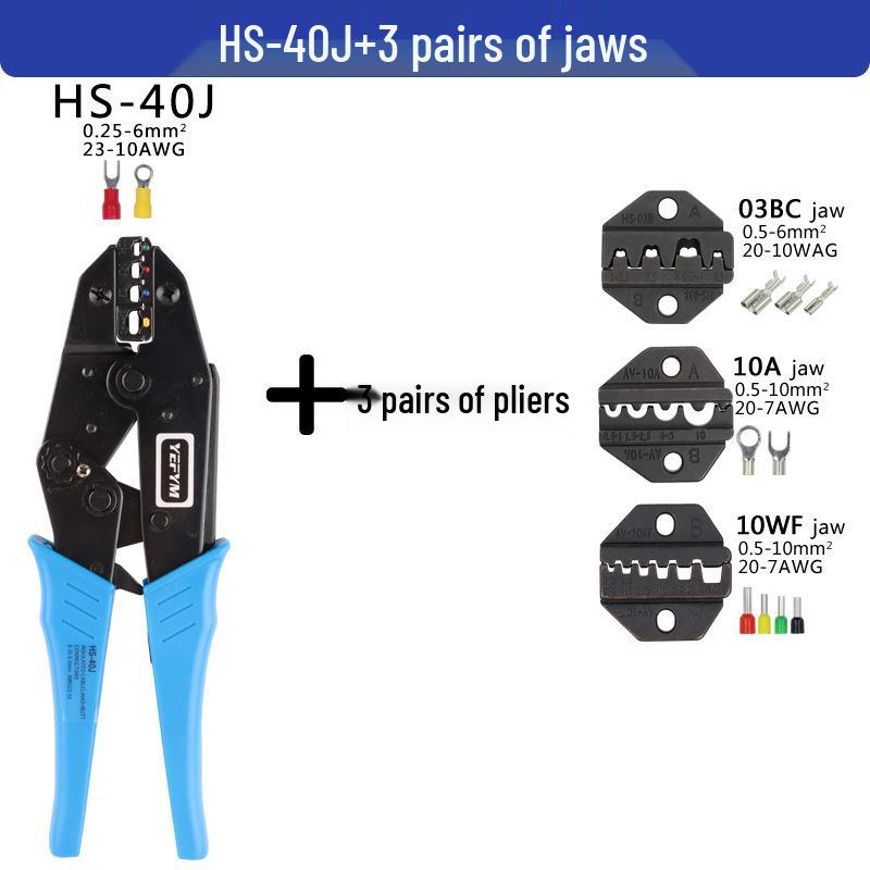 40J/03BC European Ratcheting Crimping Pliers for Pre-insulated, O-type, and U-type Terminals