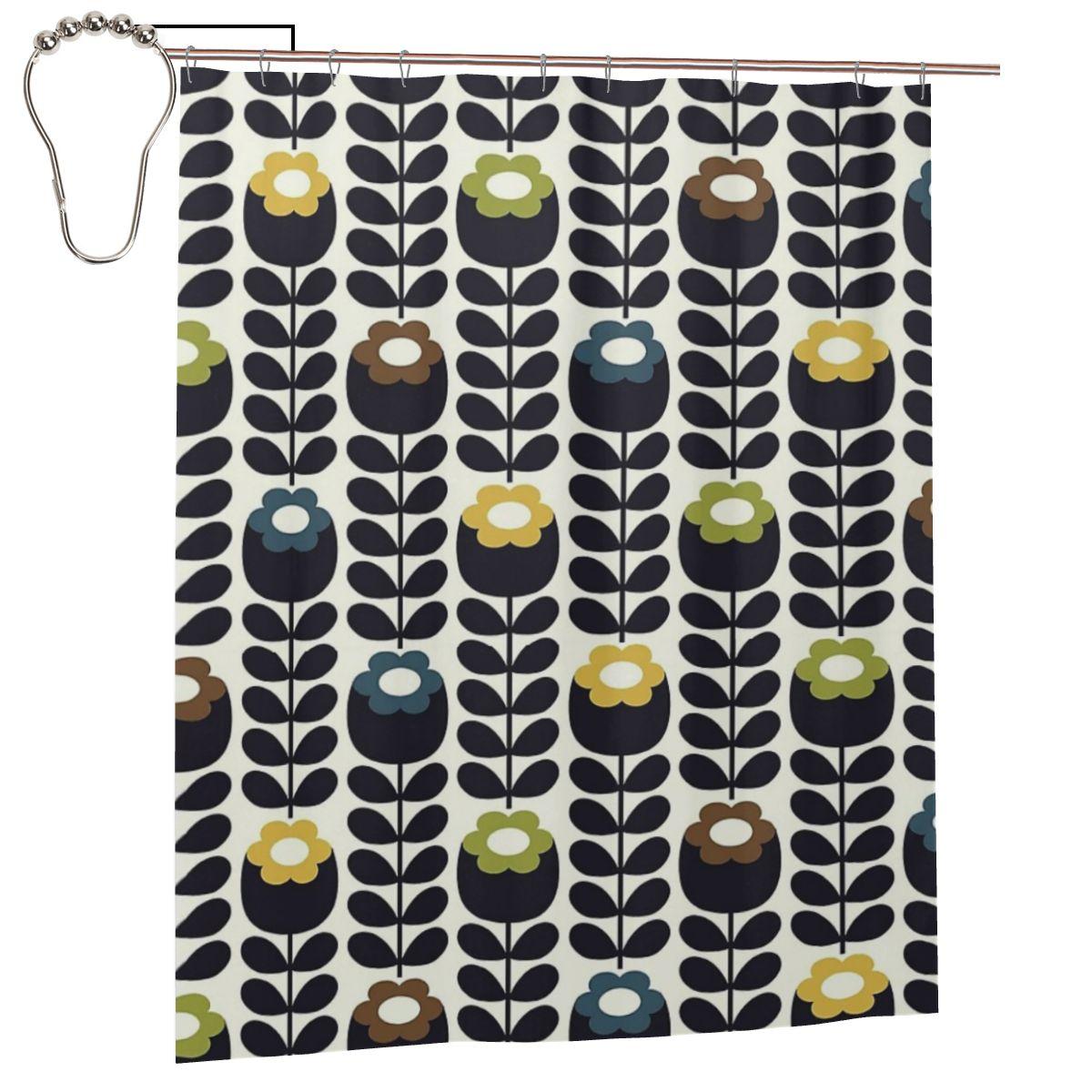

Orla Kiely Shower Curtain Bathroom Polyester Waterproof Bath Curtains With Hooks W60H190(CM)-1 Pcs