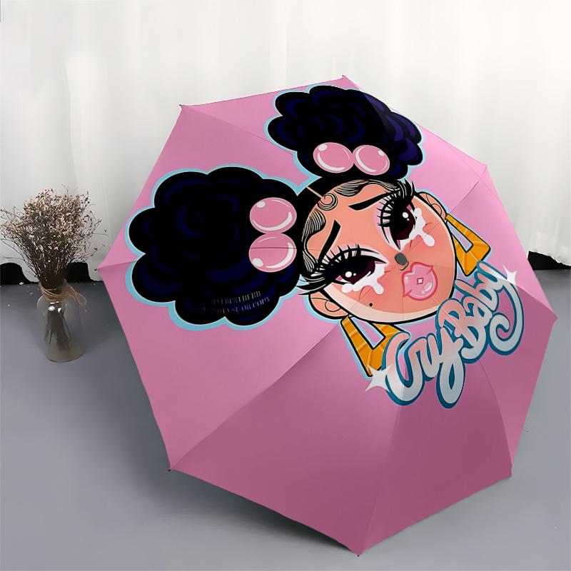 Crybaby Umbrella: Automatic Opening and Closing, Foldable Design, 8 Rib Iron Frame, Perfect Gift for Fans, Travelers, Daily Use0104053a