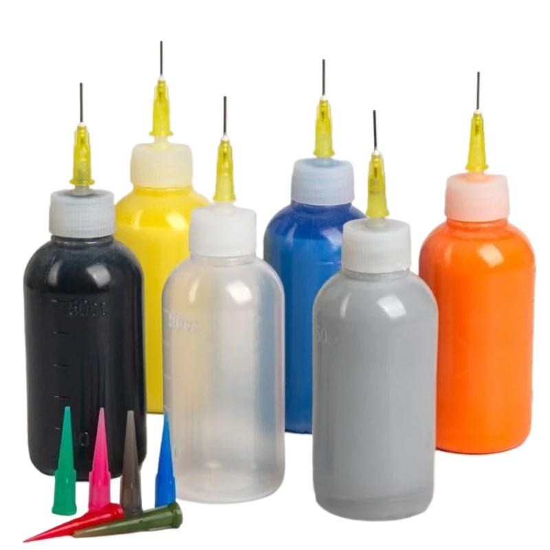 50cc Pottery Mud Painting Bottle Squeeze Mud Bottle Multi-needle DIY Texture Ceramic Coloring Glaze Painted Clay Sculpture Tool