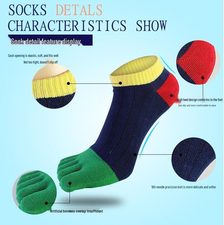Men's Sweat-Absorbing Cotton Five-Toe Sports Socks