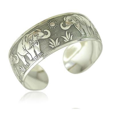 Ancient Silver Tibetan Decoration Engraved Opening Bracelet, Ethnic Style Retro Wide Bracelet, Bracelet