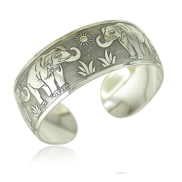 Ancient Silver Tibetan Decoration Engraved Opening Bracelet, Ethnic Style Retro Wide Bracelet, Bracelet