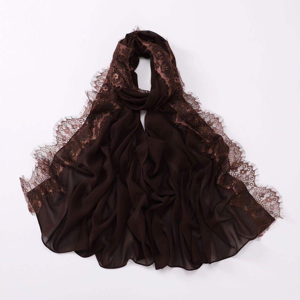

Long Silk Scarf Lace Edge Ramadan Headscarf Versatile Sunscreen Shawl Women Headwear кавовий