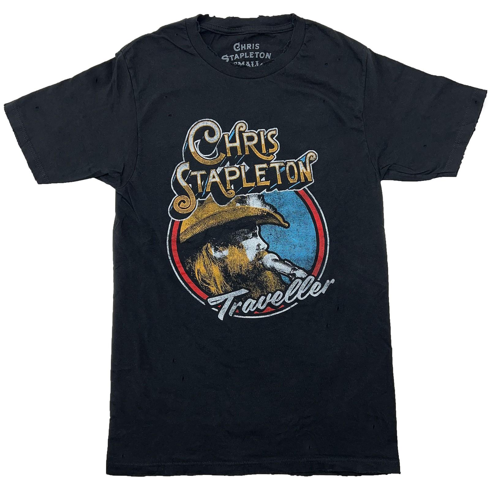 Men s Chris Stapleton Traveller Circle Photo Vintage T-shirt Medium Black M