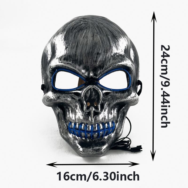 Skull Full Face Mask Halloween Cosplay Horror Luminous LED Mask 10 Single Color for Choice Party Glow Mask